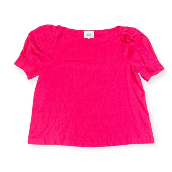 J.O.A. (JUST ONE ANWSER) FOR ANTHROPOLOGIE Women’s Hot Pink Puff Sleeve Blouse S - Picture 1 of 4